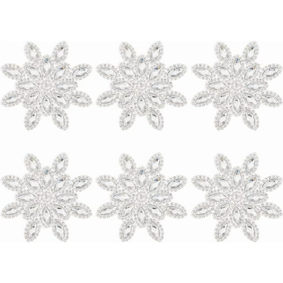 6PCS Snowflake Hotfix Rhinestone Applique (Silver Diameter 3 inch) Bling Rhinestone Iron On Patches Snowflake Crystal Dress Belt Embellishment Applique DIY