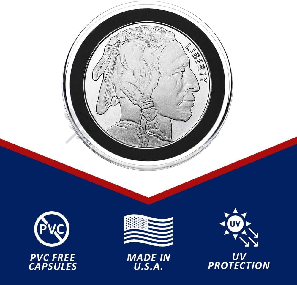 OnFireGuy 25-Pack 39mm Black Ring Coin Holders for Silver Rounds | Protective Coin Cases for 1oz Silver and Copper Rounds