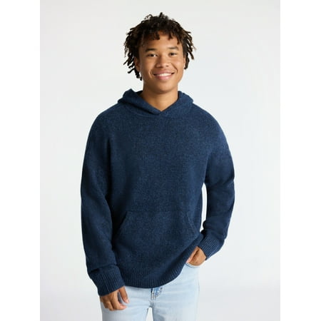 No Boundaries Brushed Hooded Sweater with Long Sleeves, Midweight, Men's & Big Men's XS-3XL