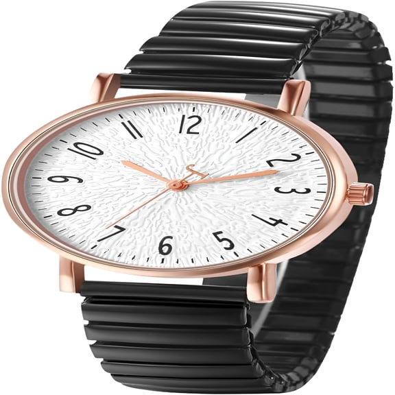 DESIGNICE Women’S Elastic Strap Watches: Large Face Arabic Numerals Analog Quartz Wrist Watches for Women Easy Reader Stretch Band Waterproof Ladies Watch Womens Analog Watch