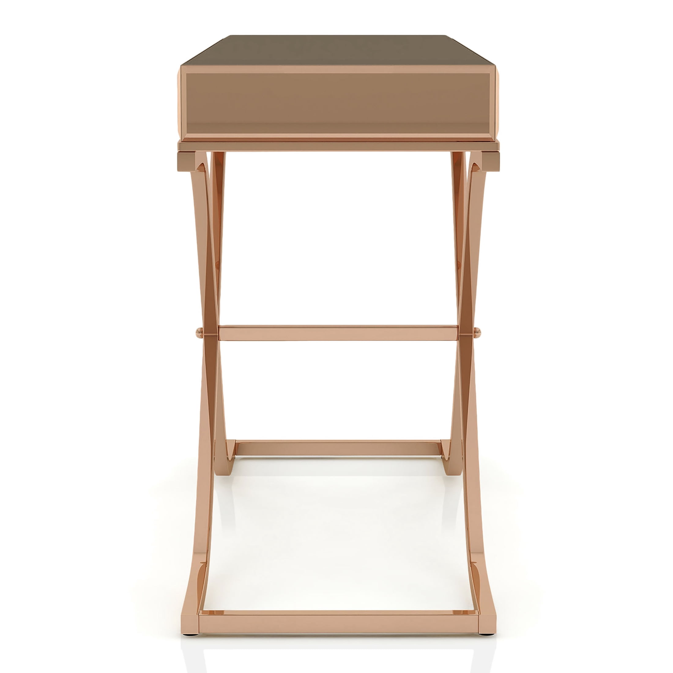 Furniture of America Monna Metal X-Cross Leg Console Table, Brass