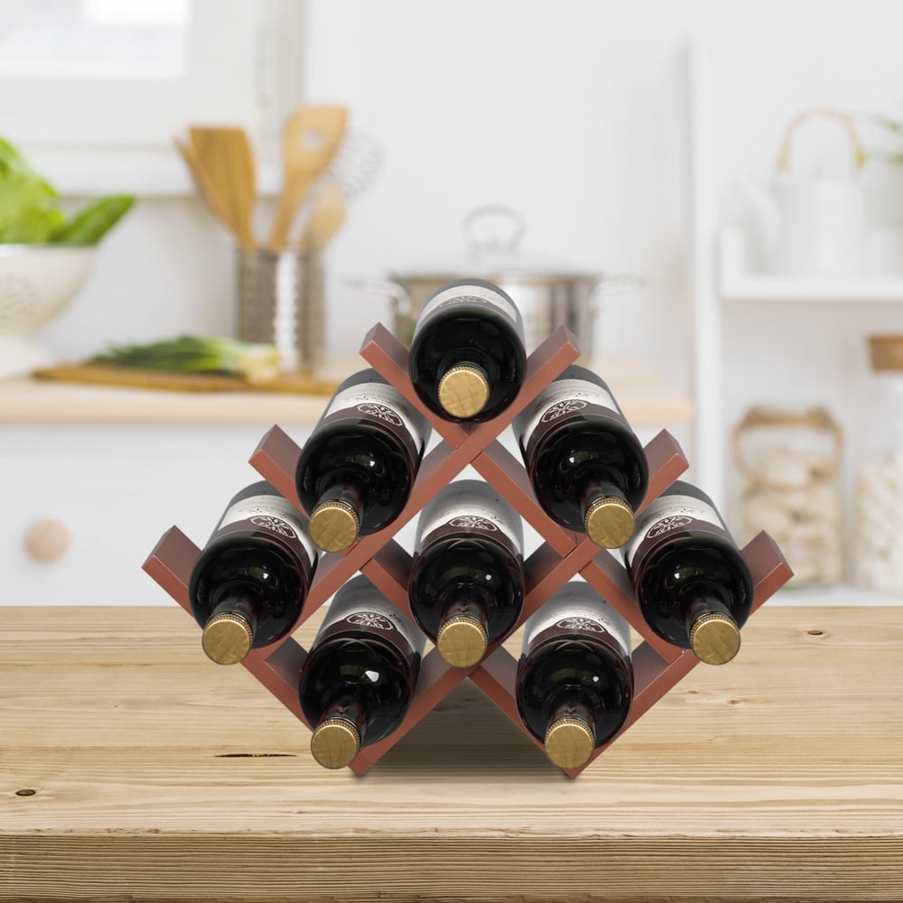 Veryke Wine Rack, P2 MDF 8 Bottles Stackable Wine Bottle Storage Rack for Counters Tabletop