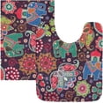 thumbnail image 3 of Dreamtimes Paisley Elephant African Bath Mat Set Soft High Absorbent Non Slip Rectangular Bath Rug+U-Shaped Toilet Mat, Non-Slip Bath Carpet Bath Mats for Bathroom 17.3"x13.4"+23.6"x15.7", 3 of 5