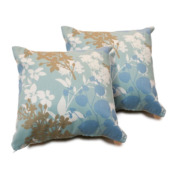 Light Blue Floral Outdoor Throw Pillows Set of 2