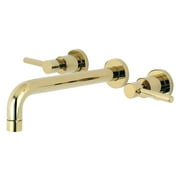 Kingston Brass Concord 3-Hole Wall Mount Roman Tub Faucet Polished Brass Polished