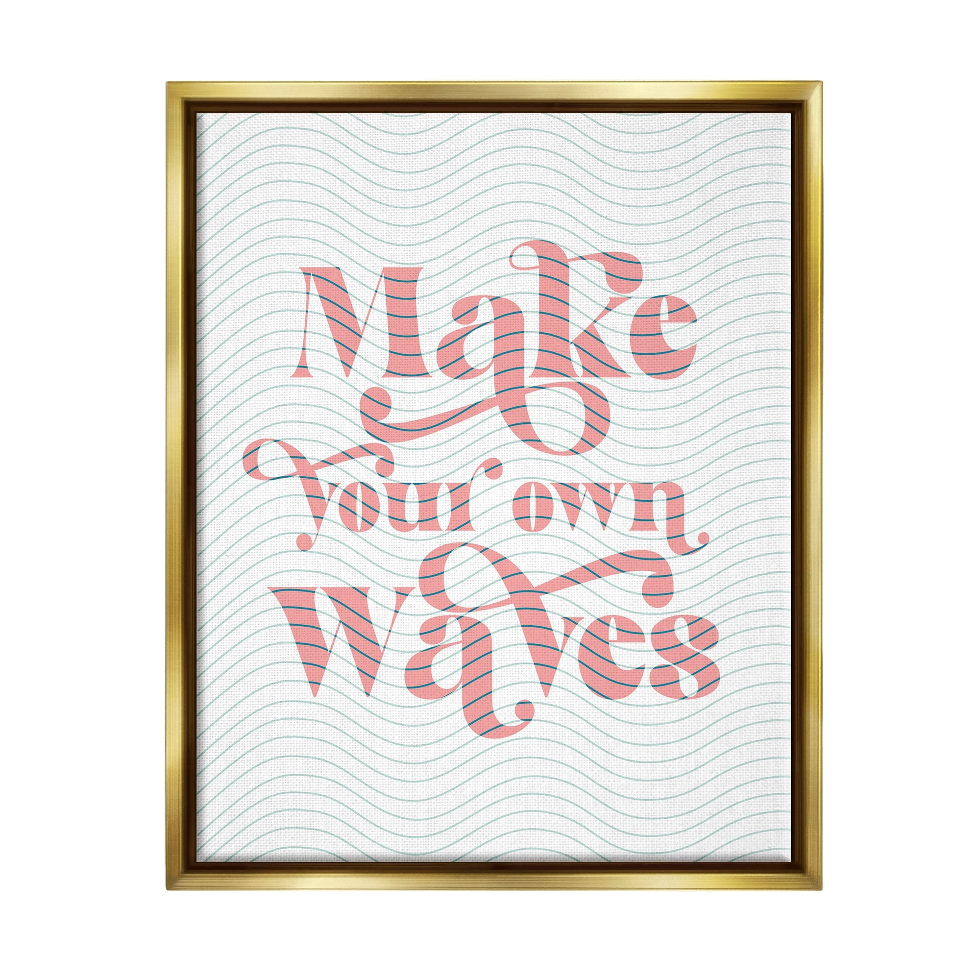 Stupell Industries Make Your Own Waves Groovy Patterned Stripes Graphic Art Metallic Gold Floating Framed Canvas Print Wall Art, Design by Daphne Polselli