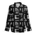 thumbnail image 4 of Blusa informal para mujer, cuello redondo, manga larga, estampado, camisa suelta, tops, botones, cárdigan Pompotops  FGAJ6883, 4 of 5