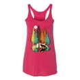 thumbnail image 2 of Trippy California Redwoods Forest Fox Silhouette | Womens Fashion Premium Tri-Blend Racerback Tank Top, Shocking Pink, X-Large, 2 of 4