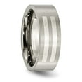 thumbnail image 5 of Titanium Brushed w/Sterling Silver Inlay 8mm Flat Band, 5 of 8