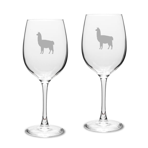 Llama Deep Etched Classic Wine Glass Set of 2