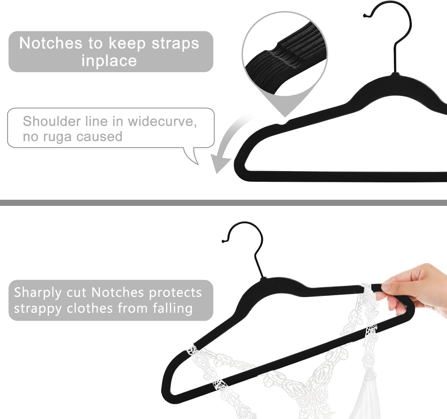 Kids Velvet Hangers,Non-Slip Big Kids Hangers,14 Inch Hangers for Youth,Teen Clothes,Pack of 50（Gray/Rosegold）