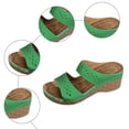 thumbnail image 7 of Slides for Women Bohemian Hollow out Orthopedic Walking Sandals Summer Casual Slip on Platform Wedges Green Size 9.5, 7 of 7