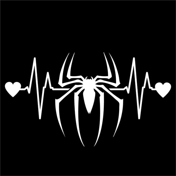 Spiderman Inspired Heartbeat Decal Sticker | 7-Inches By 3.9-Inches | White Vinyl