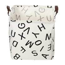 Unique Bargains 1 Pc 30L Foldable Square Laundry Basket for Laundry Room 12.60"x12.60"x12.60" Black White Letter