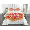 thumbnail image 3 of Ambesonne Live Laugh Love Quilted Bedspread Set 3 Pcs, Cheerful Phrase, King Size, Orange White, 3 of 5