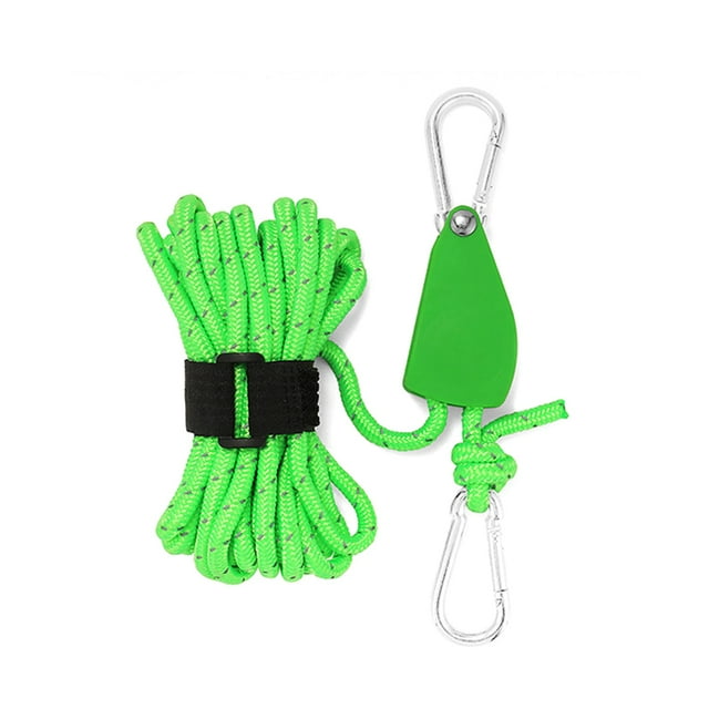 Graflsoa Corde de Tente Réfléchissante Robuste avec Poulie Métallique Réglable, Verte Grande Taille pour Installation de Auvent Extérieur