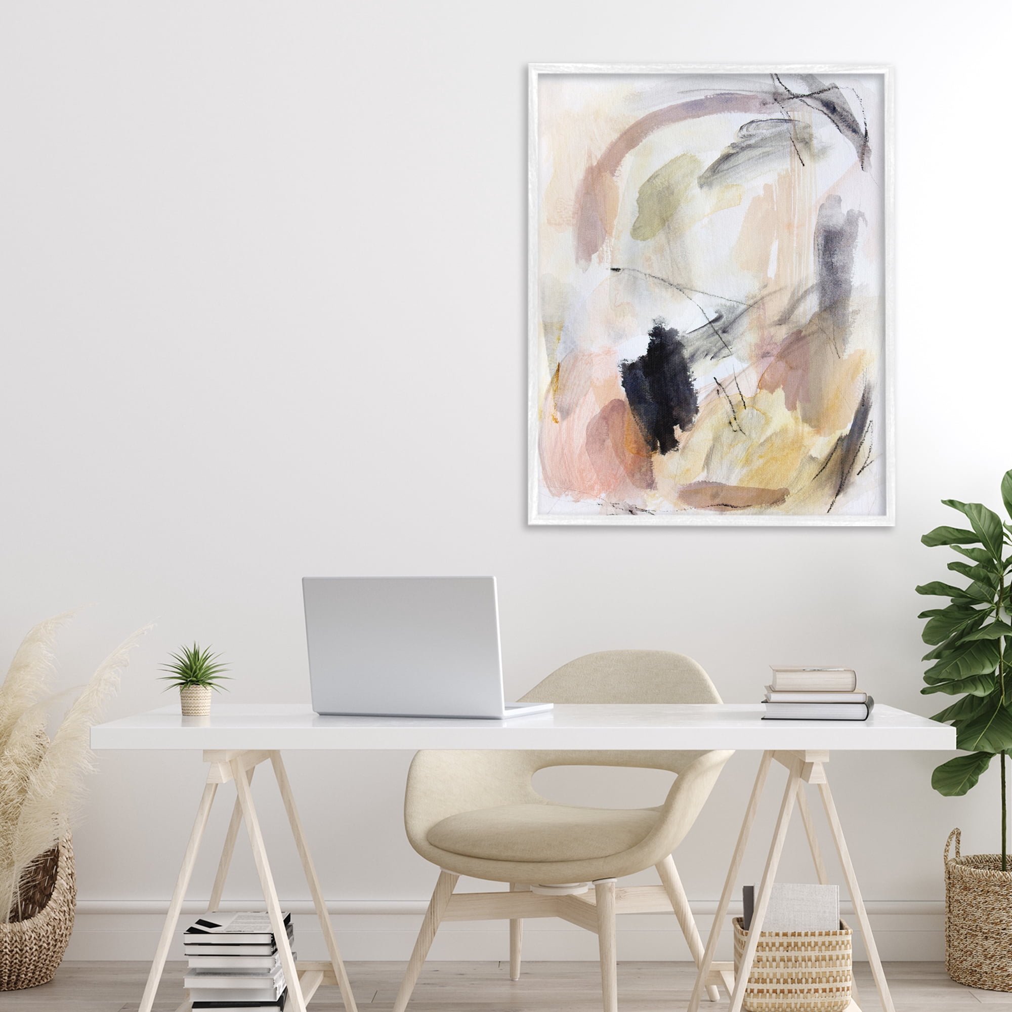 Stupell Industries Chaotic Sketches Paint Strokes White Framed Giclee Art, design by Hope Bainbridge