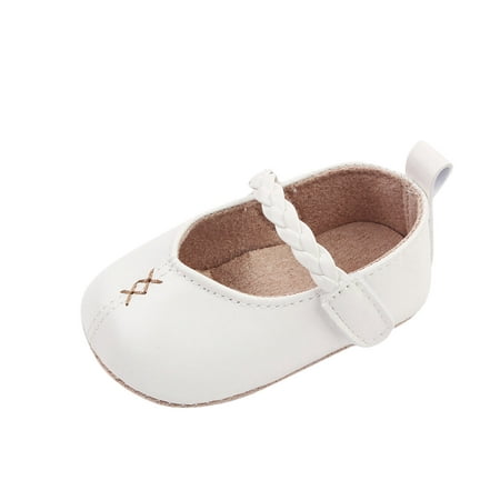 

NIUREDLTD Summer Children Toddler Shoes For Girls Flat Sole Comfortable Solid Color Woven Hook Loop Size 12