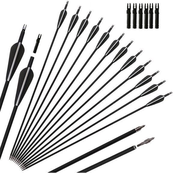 GPP Outdoors Carbon 30" Black Shaft Arrows with Field Points Replaceable Tips (12 Pack) for Recurve Bow & Compound Bows