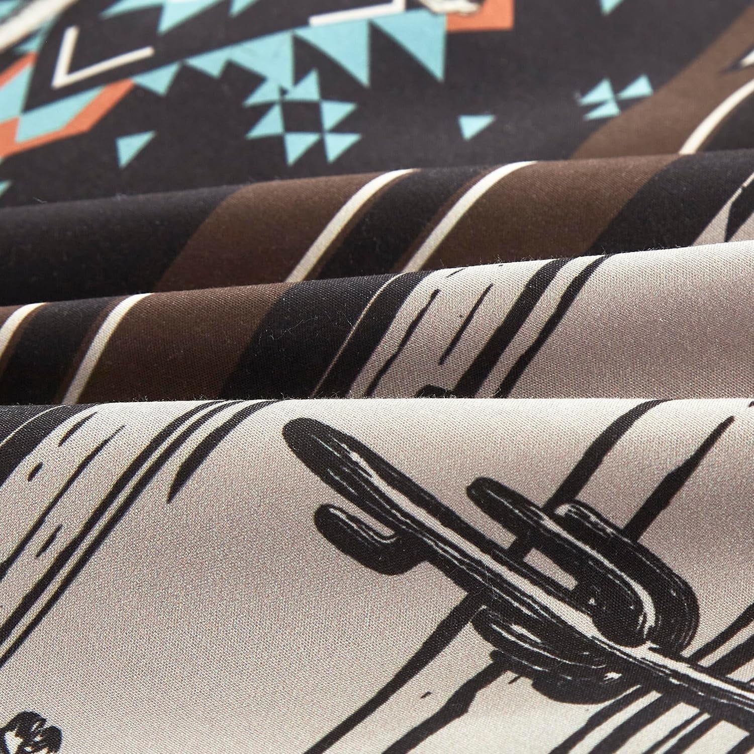 Chezmoi Collection Sawyer 2-Piece Southwestern Cowboys Rodeo Comforter Set, Multicolor Blue Brown Beige Clay Printed Washed Microfiber Bedding, Twin