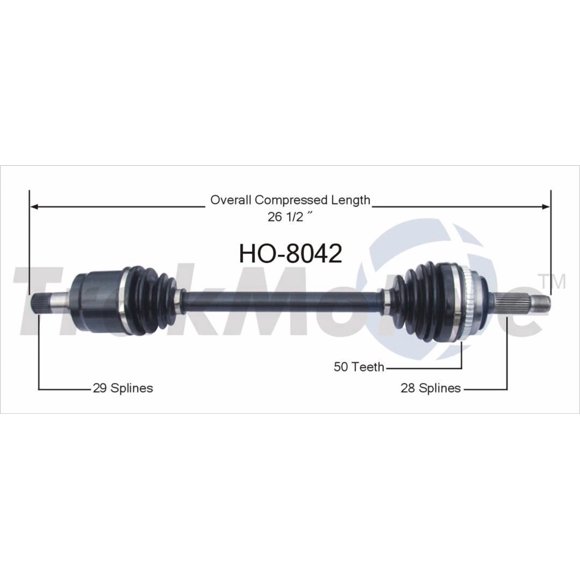 TrakMotive CV Axle Shaft HO-8042 Premium; OEM Replacement