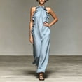 thumbnail image 4 of ClodeEU Women's Summer Ruffle Hem Sleeveless Flowy Maxi Dress ,Casual Loose Fit Beach Vacation Dress Light Blue,Women's Plus XL, 4 of 8