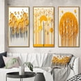 thumbnail image 1 of Designart "Quill Minimalism Abstract Yellow Forest II" Landscape Trees Framed Wall Art Set Of 3 - Yellow Trees Frame Gallery Set For Office Decor, 1 of 6