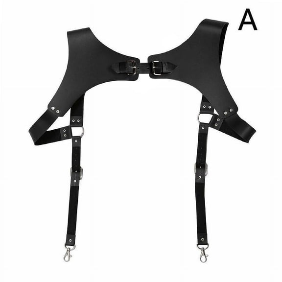 Chest Harness Punk Adjustable Body Chest Brown Half Harness Belt Faux Leather Belt Rings for Men
