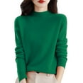 thumbnail image 2 of TANGNADE Women Outerwear Sweatshirt Women's Semi Turtleneck Sweater Long Sleeve Solid Color Pullover with A Base Shirt Autumn And Winter Warm Loose Womens Green S, 2 of 5