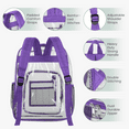 thumbnail image 3 of Cshidworld 16" Large Clear Backpack, PVC Transparent Backpack Stadium Approved with Reinforced Strap College Bookbag with Front Pocket for Workplace Stadium Travel Security Festival College, Purple, 3 of 7