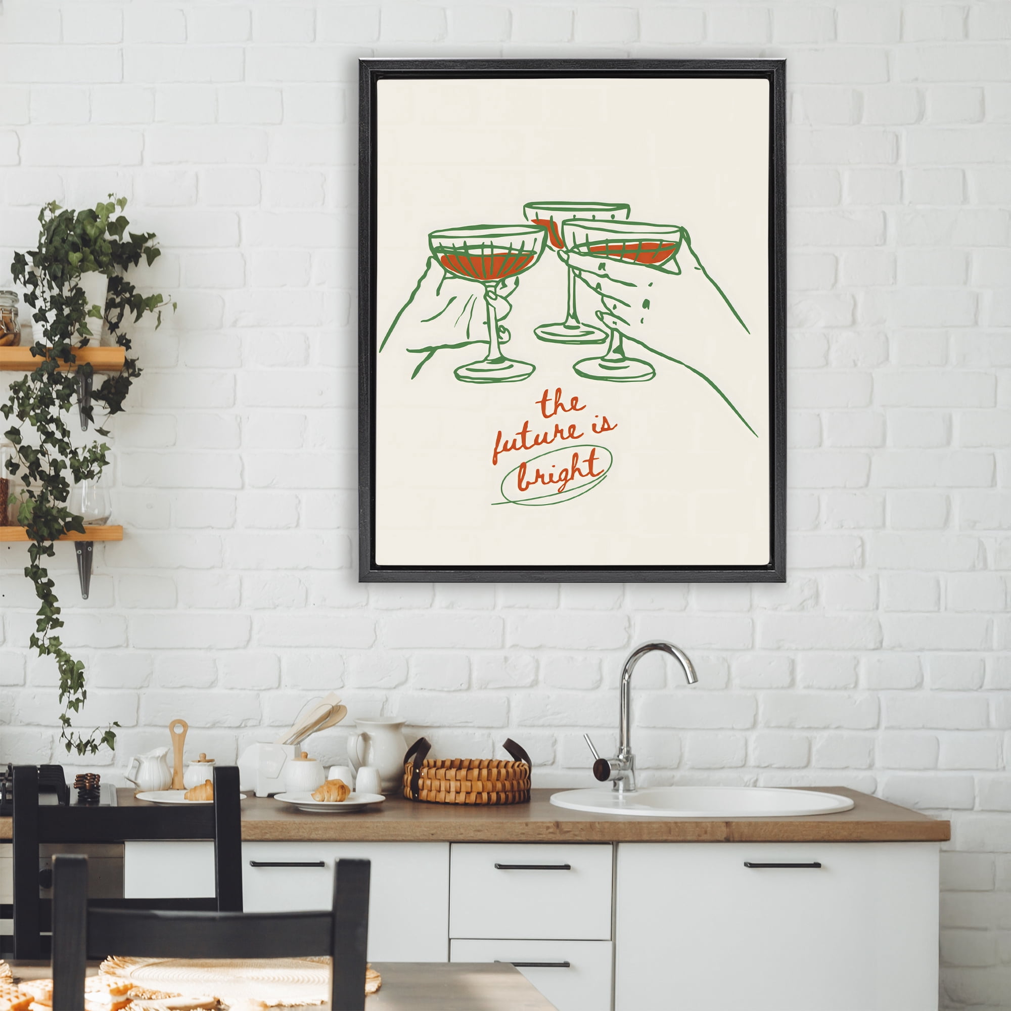 Stupell Industries The Future Is Bright Toast Black Framed Floater Canvas Wall Art, design by The Prints Vibe