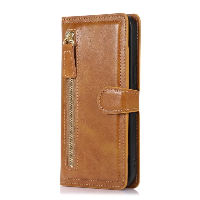 Detachable Magnetic Zipper Wallet Leather Case Cash Pocket With 5 Card Slots Holder Wrist Strap Removable Cover For Samsung Galaxy S22 Ultra