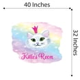 thumbnail image 4 of Personalized Watercolor Decal Living Room Wall Decal for Family Girly Art Female Cat Pink Crown Design Cute Custom Name Decal - Size: 40 In x 32 In, 4 of 5