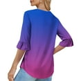 thumbnail image 6 of Viluyesy V-Neck T-Shirt for Womens 3/4 Sleeves Shirt Tops Loose Blouse Purple Size XL, 6 of 7