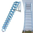 thumbnail image 2 of ToppiJoy 12 Steps Retractable Loft Access Ladder, Attic Ladder Pull Down System Wall Mounted Folding Attic Staircase Hold up to 880lbs for Garage, Roof, Basement (Blue, White), 2 of 27