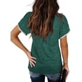 thumbnail image 2 of Uhndy Women Solid Color V-Neck Lace Petal Sleeve T-Shirt For Summer Fashion Splice Short Sleeve Loose Casual Pullover Green XXXL, 2 of 3