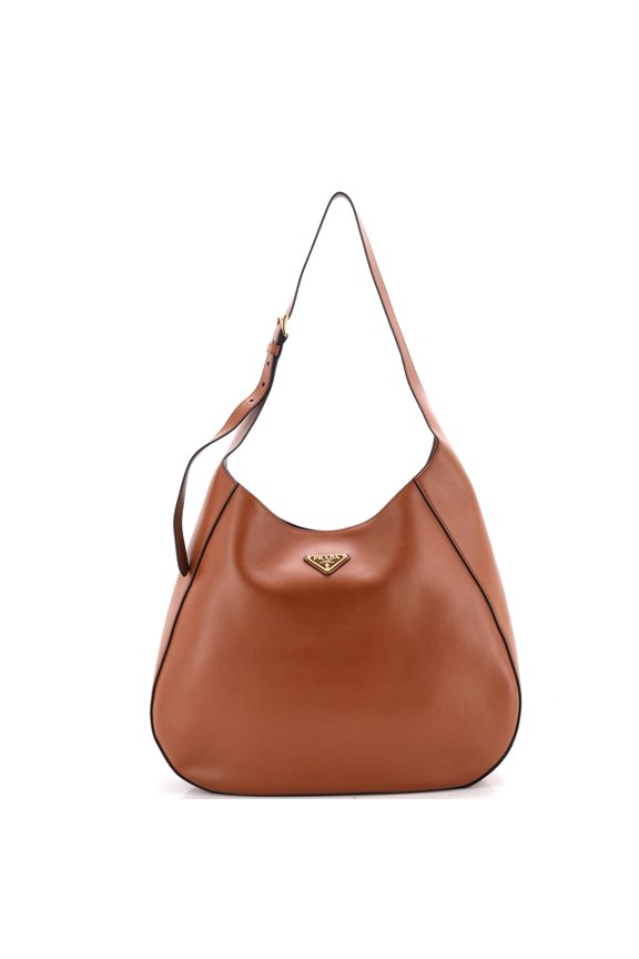 Pre-Owned Triangle Logo Curved Hobo City Calf Large By Rebag