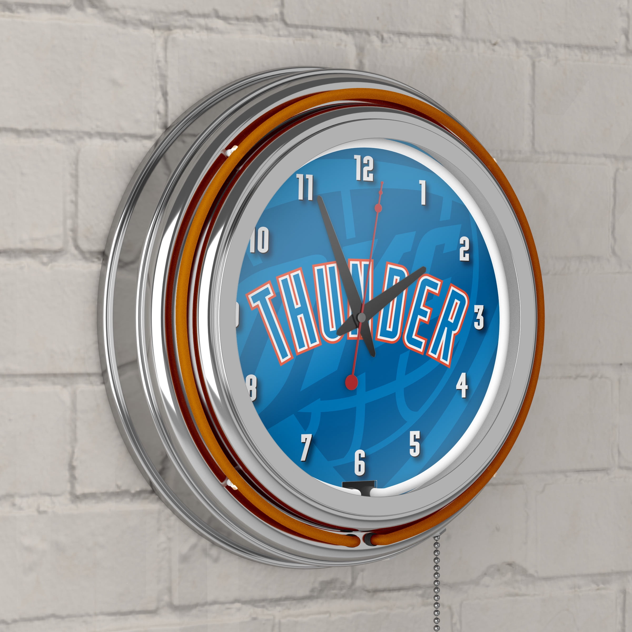 New Orleans Pelicans Fade Retro Neon Analog Wall Clock with Pull Chain