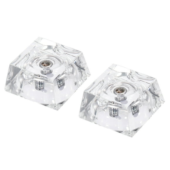 Unique Bargains Crystal LED Displays Base Stand Holders 50x40x23mm Powered by 3 AG3 Batteries Transparent for Glass Crystal 2Pcs