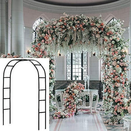 SLanC Pergola Garden Arbors Wedding, 94" Black Metal Arch