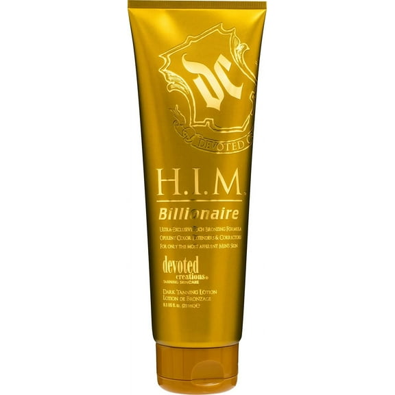 Devoted Creations H.I.M Billionaire Dark Tanning Lotion – Ultra-Exclusive Rich Bronzing Formula with Opulent Color Extenders and Correctors – 8.5 oz.