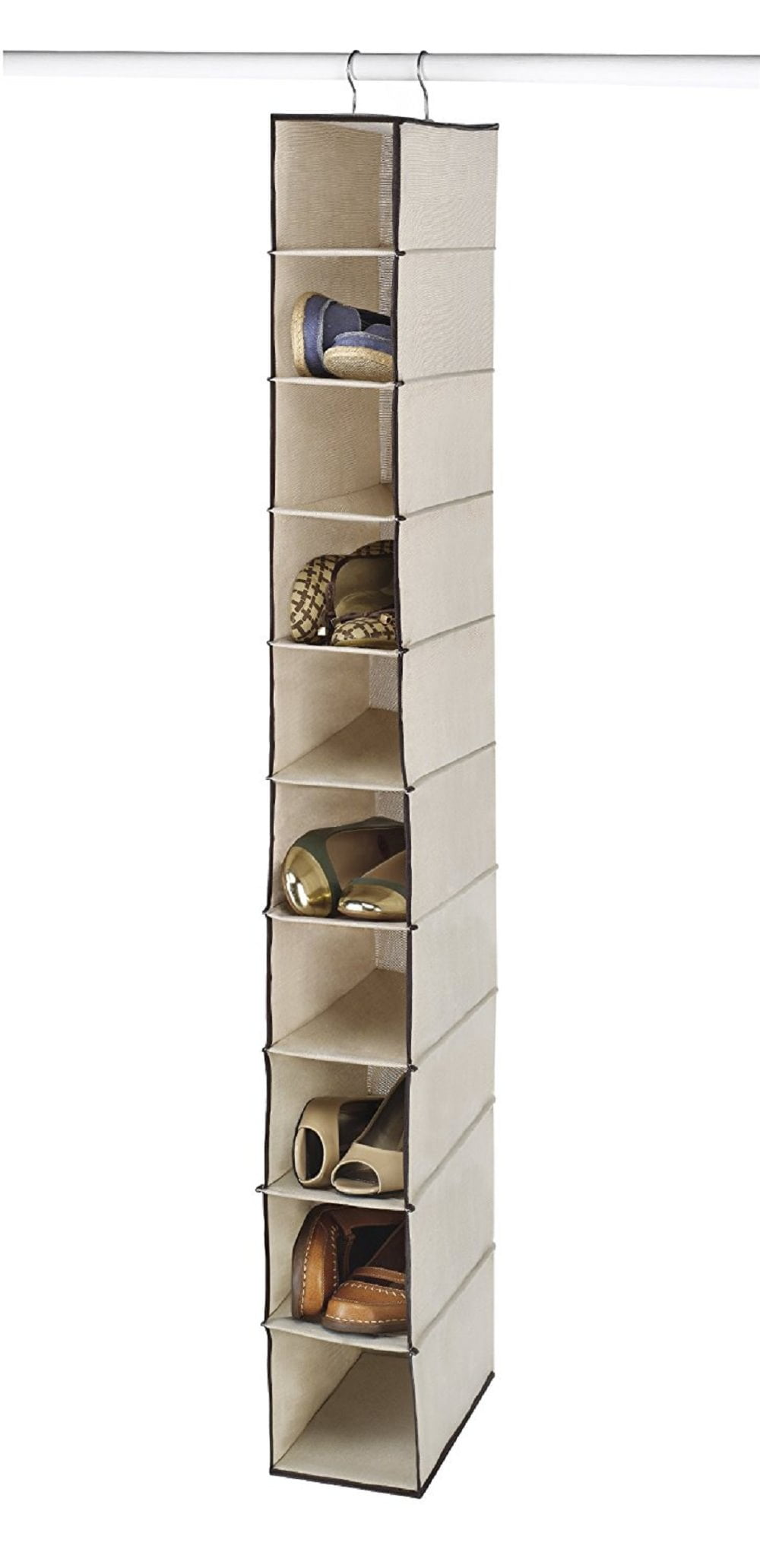 walmart hanging shoe organizer on Whitmor 10 Section Hanging Shoe Shelves Organizer Tan 11 5 X 5 5 X 48 0 Walmart Com Walmart Com