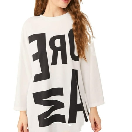 

Casual Letter Round Neck Pant Sets Black and White Long Sleeve Women Pajama Sets L