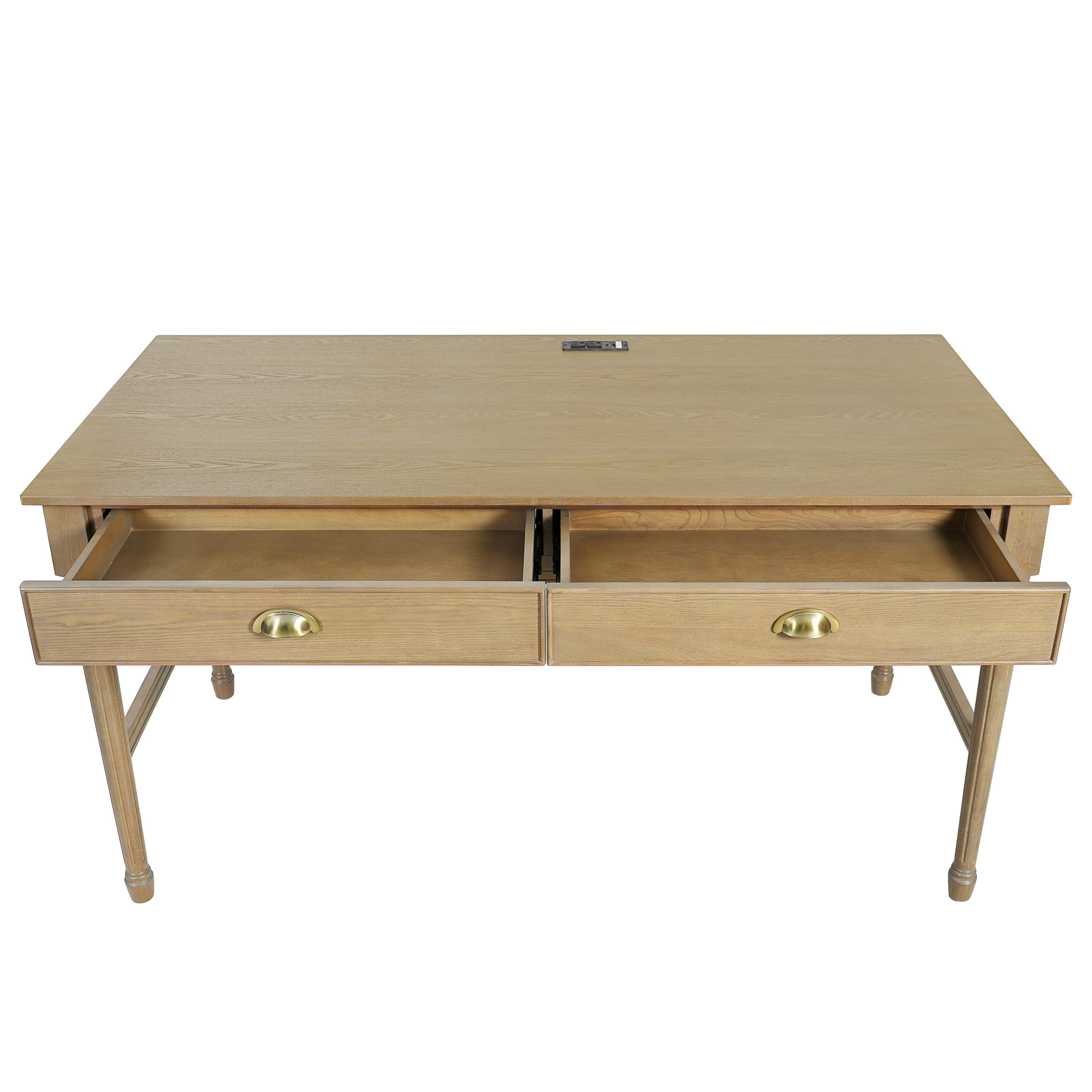 Euroco 60" Solid Wood Writing Desk with 2 Drawers,Home Office Workbench Desk,Small Computer Work Study Table,Vanity Table for Living Room,Bedroom,Natural