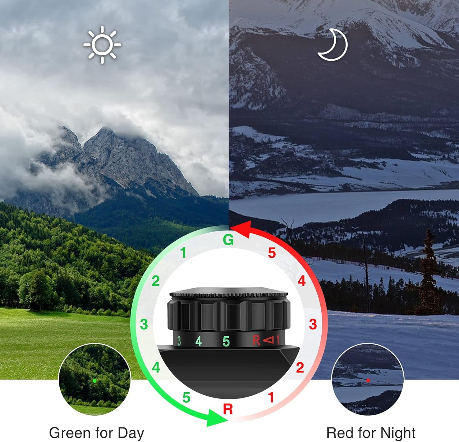 EZshoot Red Green Dot Sight Scope with Lens Cap 20mm/11mm Rail Mount