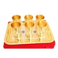 thumbnail image 4 of Indian Art Villa Silver-Plated Glass & Tray Set, 7-Piece, Red Velvet Box, Gold Accents, 4 of 5