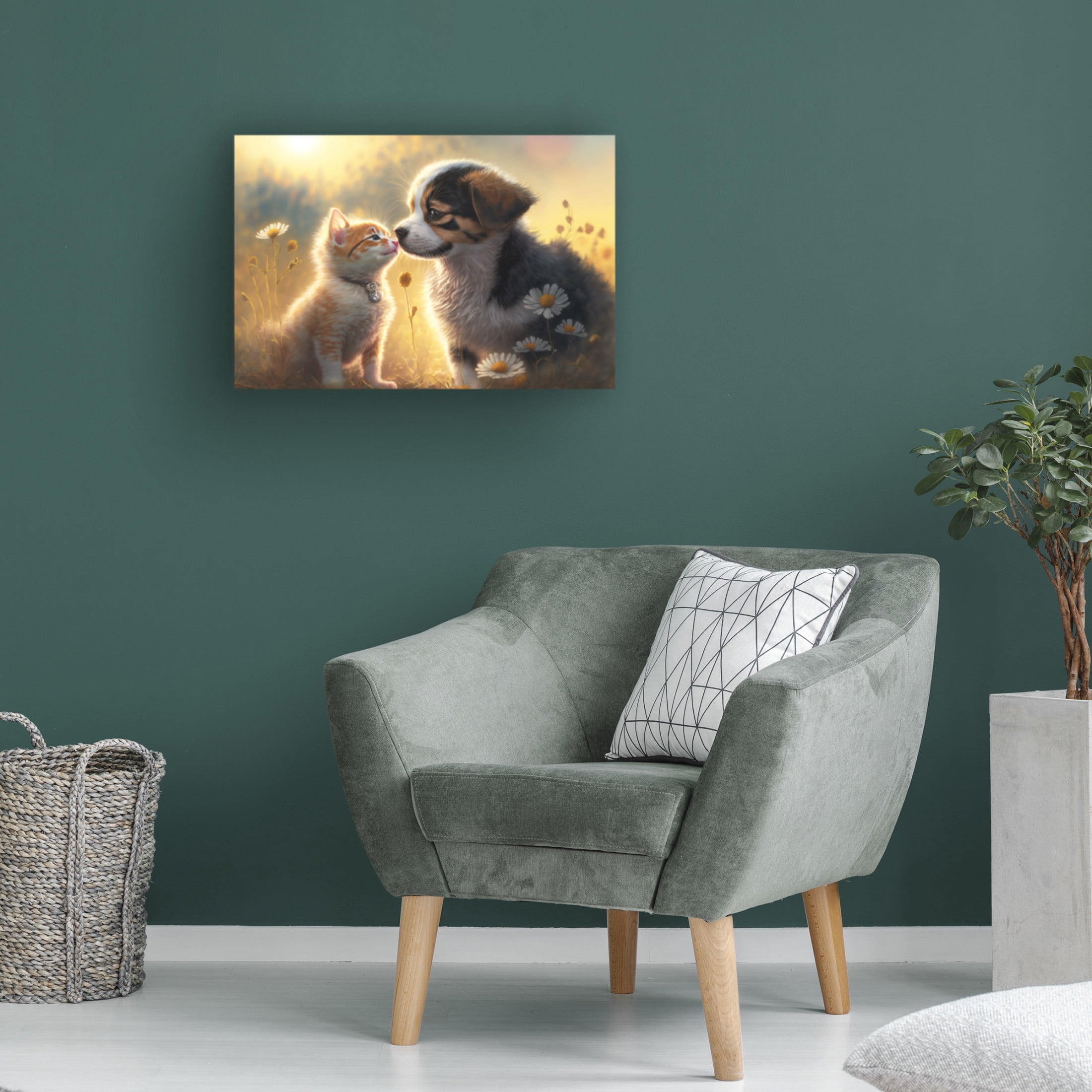Canvas Wall Art - Ray Heere 'Cats And Dogs 3' Wall Art for Living Room, Bedroom, or Office Décor by Trademark Fine Art - 19 x 12 Inches