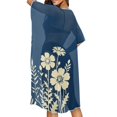 thumbnail image 4 of HELLHERO Floral Print Bathing Suit Cover Up Lightweight Polyester Half Sleeve Long Kimono Swimsuit Cover Up, 4 of 6