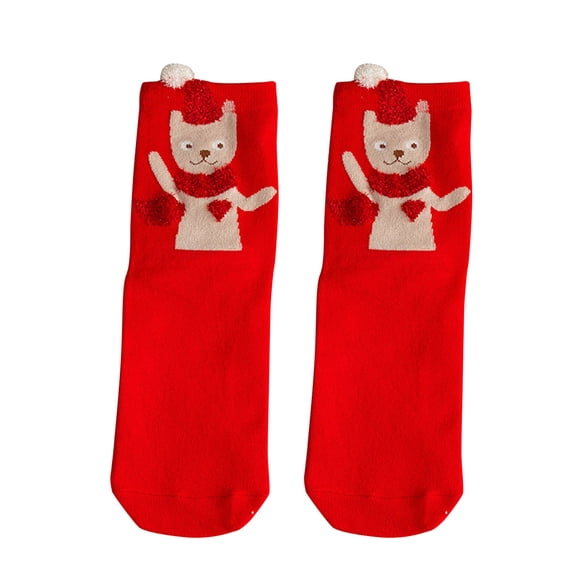 Socks for Women Cute Medium-tube Holiday-themed Socks Pilates Socks 3‑Pair Beige