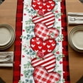 thumbnail image 5 of Table Runners 72 Inches Long Dress Scarves, Valentine's Day Farmhouse Kitchen Table Runner, Coffee Tablerunners, Love Heart Eucalyptus Black Red Plaid 14x72 Inch, 5 of 9
